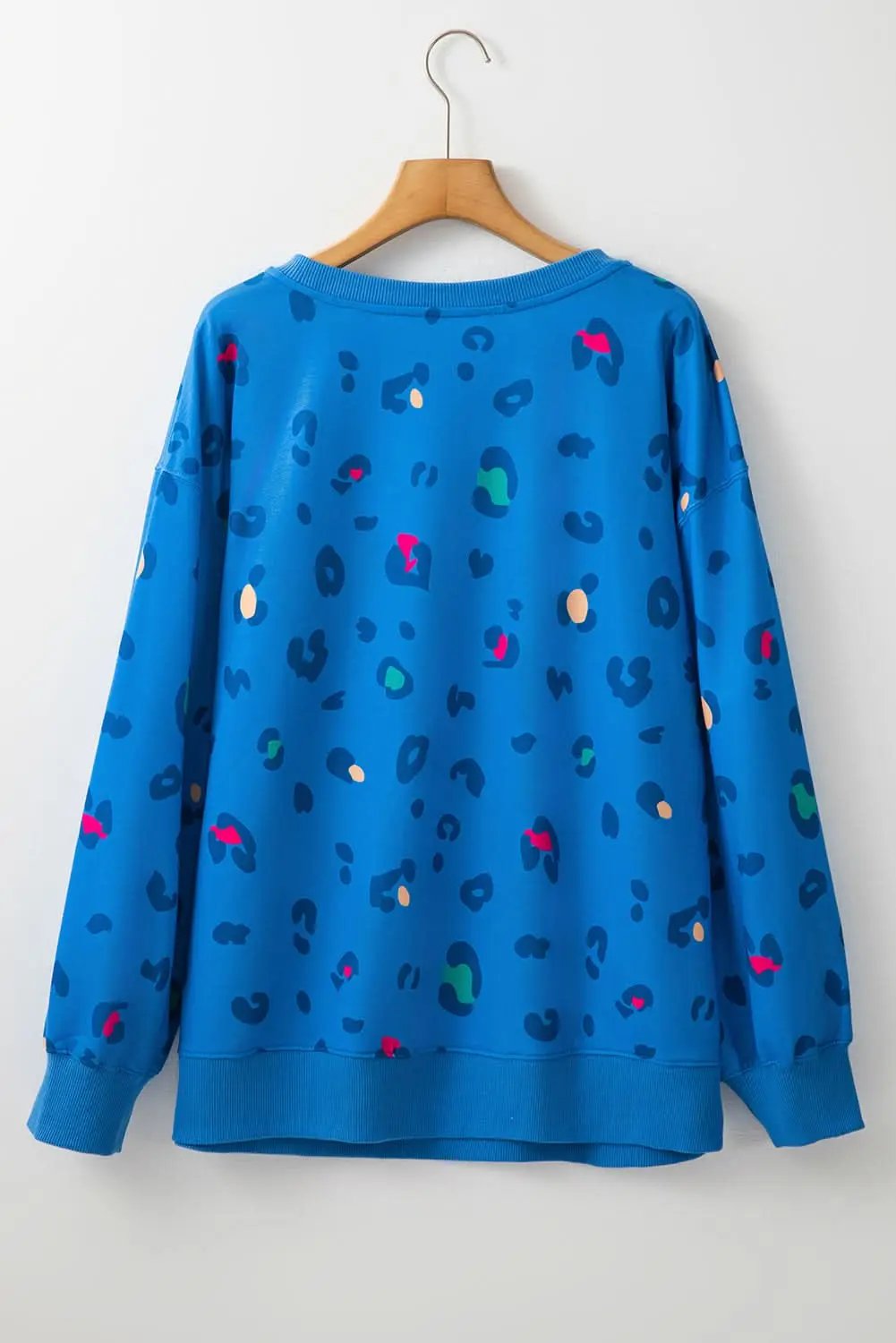 Sky blue leopard print pullover - Love Salve